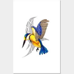 Sacred Kingfisher in flight Posters and Art